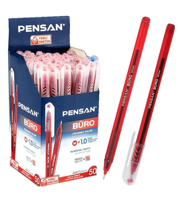 PENSAN 2270 BÜRO TÜKENMEZ KALEM KIRMIZI 50'Lİ *40**********************